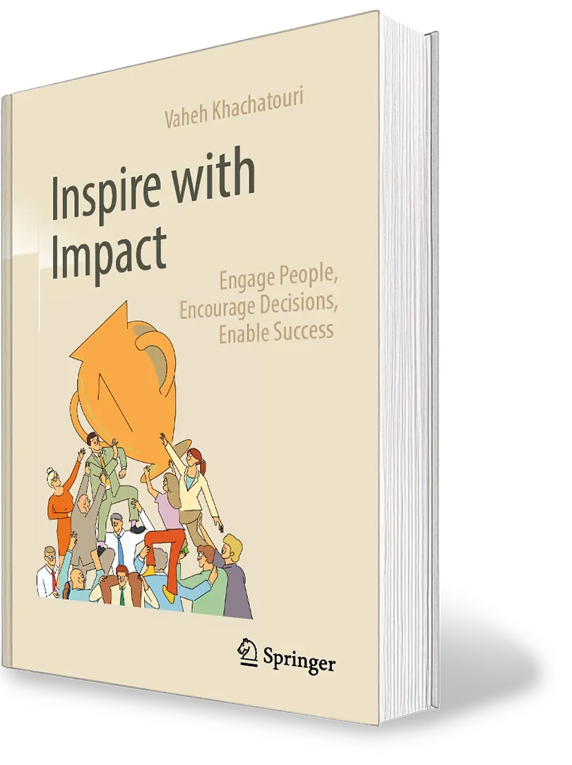 Title page of the book: Inspire with Impact by Vaheh Khachatouri